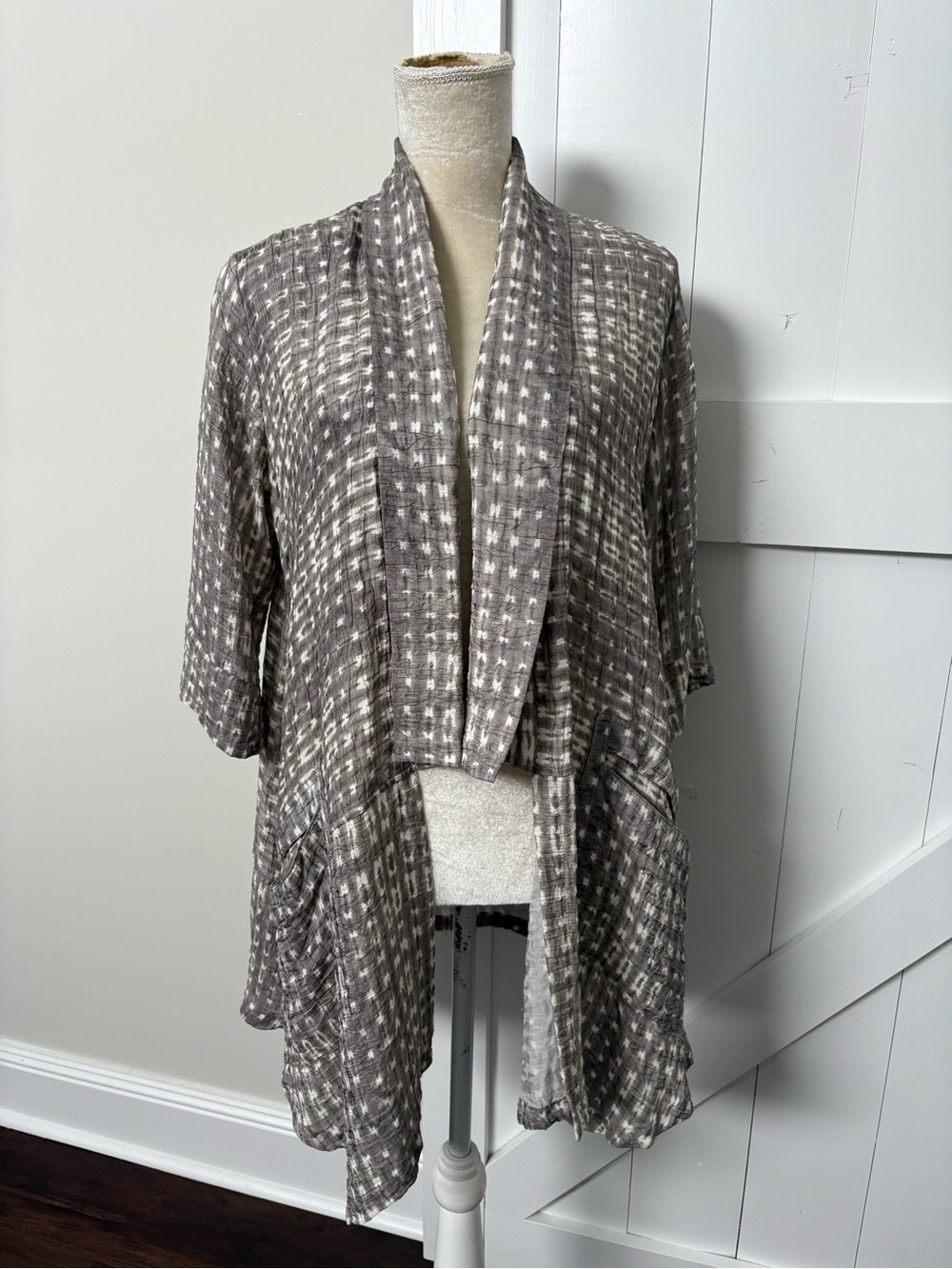 Dressori silk blend kimono jacket top Open-Front artsy Lagenlook XS